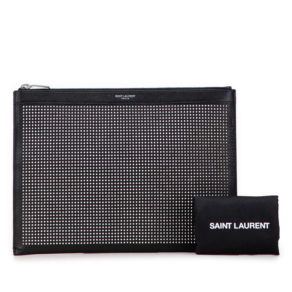 Saint Laurent Studded Leather Clutch - Image 13