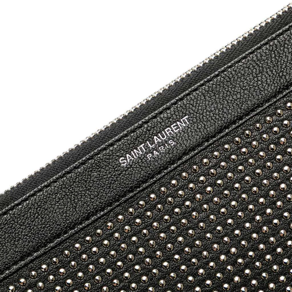 Saint Laurent Studded Leather Clutch - Image 11