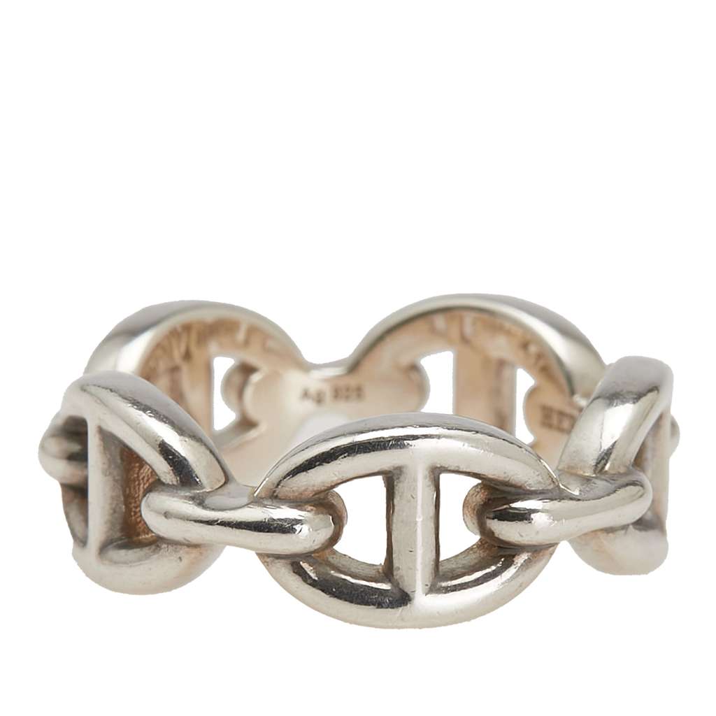 Hermès Sterling Silver Chaine d'Ancre Enchainee Ring - Back view