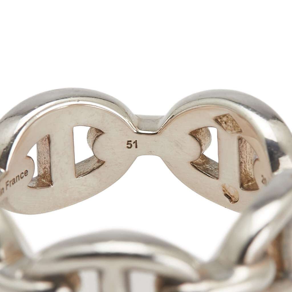 Hermès Sterling Silver Chaine d'Ancre Enchainee Ring - Image 11