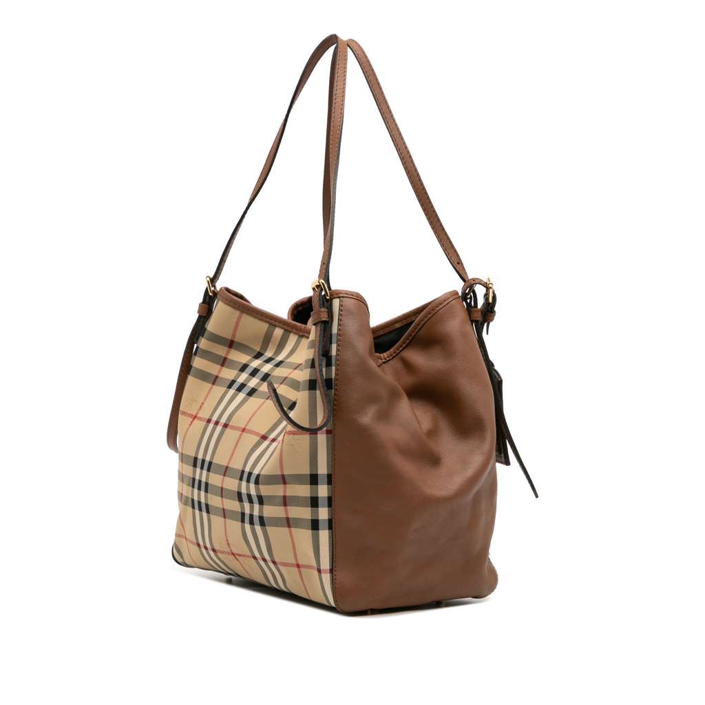 Burberry Small Leather Trimmed Haymarket Check Coated Canvas Canterbury Tote - 2