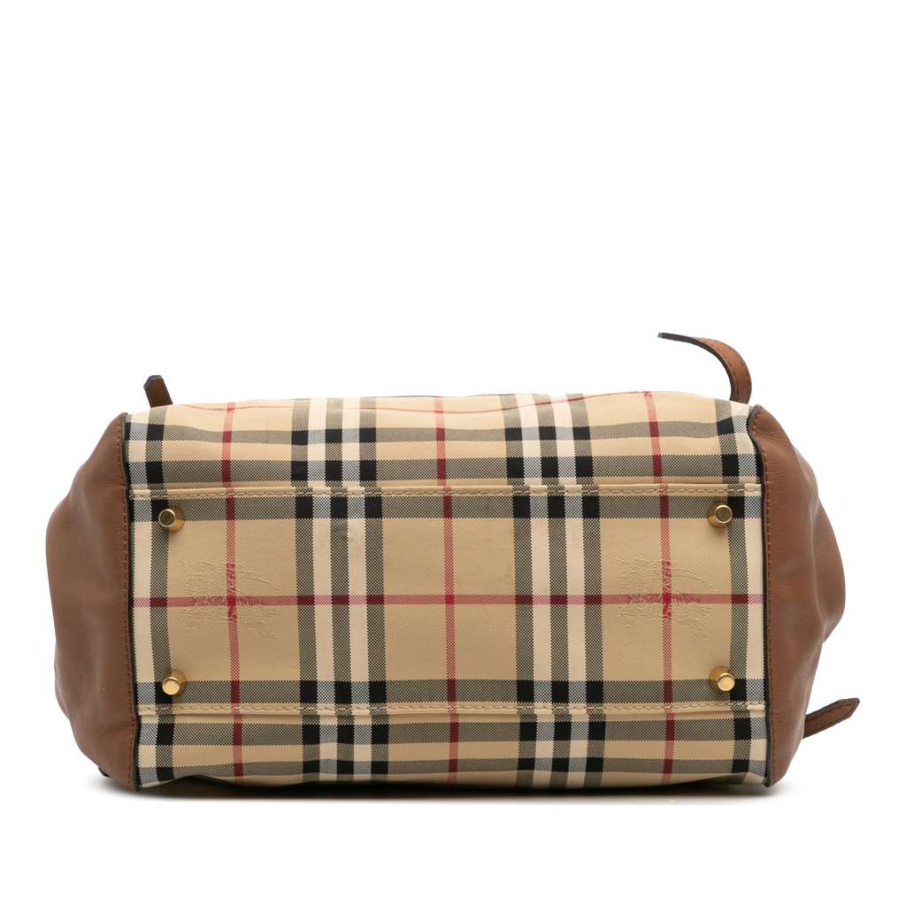Burberry Small Leather Trimmed Haymarket Check Coated Canvas Canterbury Tote - 3