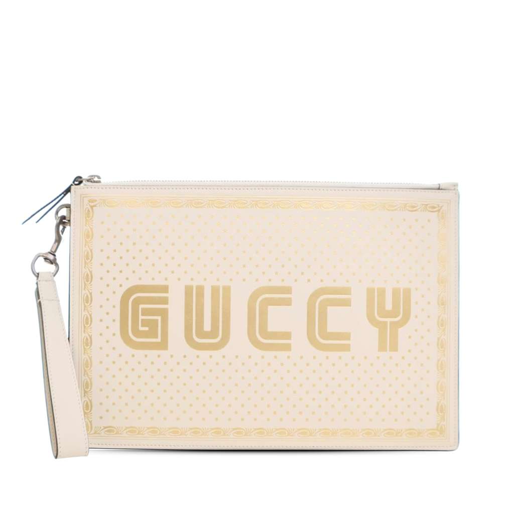 Gucci Leather Guccy Sega Clutch
