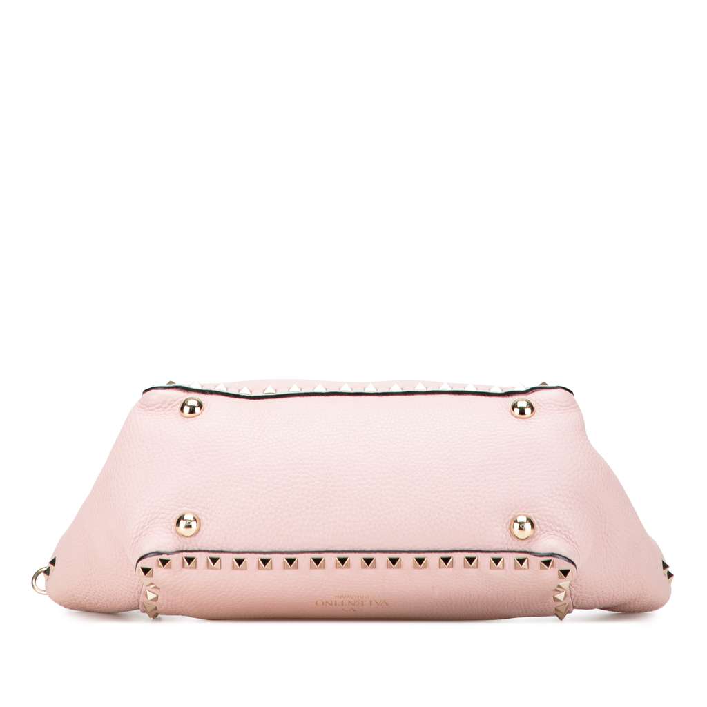 Valentino Small Grained Calfskin Rockstud Trapeze Satchel - 3