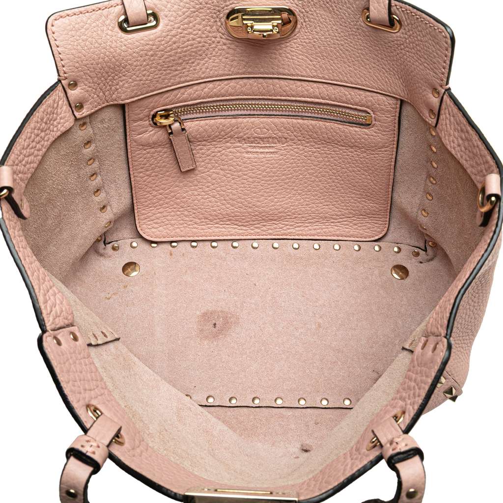 Valentino Small Grained Calfskin Rockstud Trapeze Satchel - 4