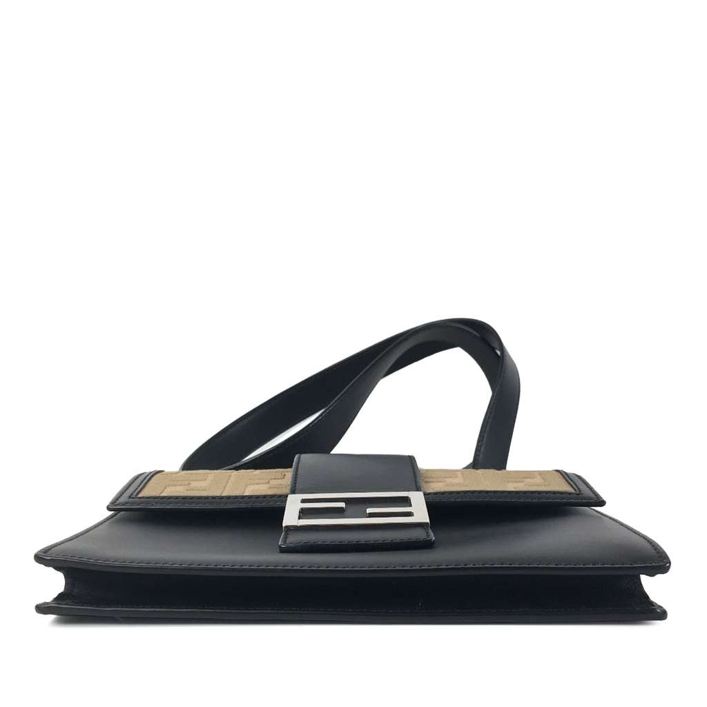 Fendi Calfskin and Canvas FF 1974 Flat Baguette Crossbody - Image 6