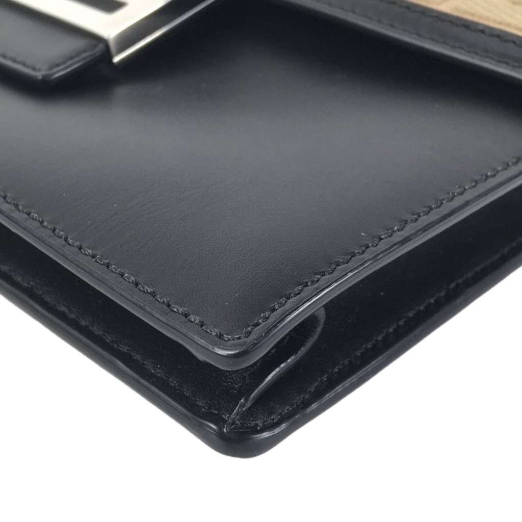 Fendi Calfskin and Canvas FF 1974 Flat Baguette Crossbody - Image 11