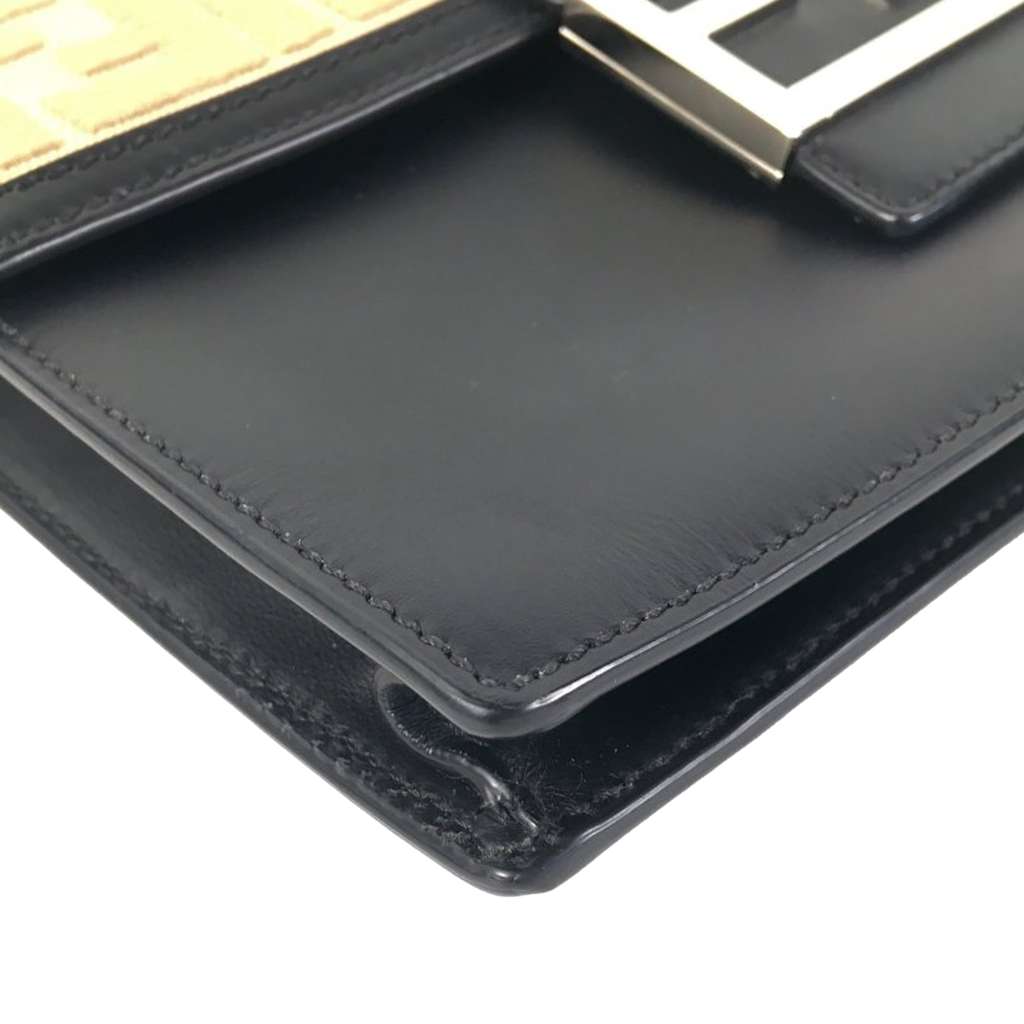 Fendi Calfskin and Canvas FF 1974 Flat Baguette Crossbody - Image 12