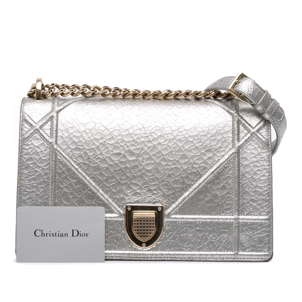 Dior Medium Metallic Ceramic Effect Deerskin Diorama Flap - Image 13