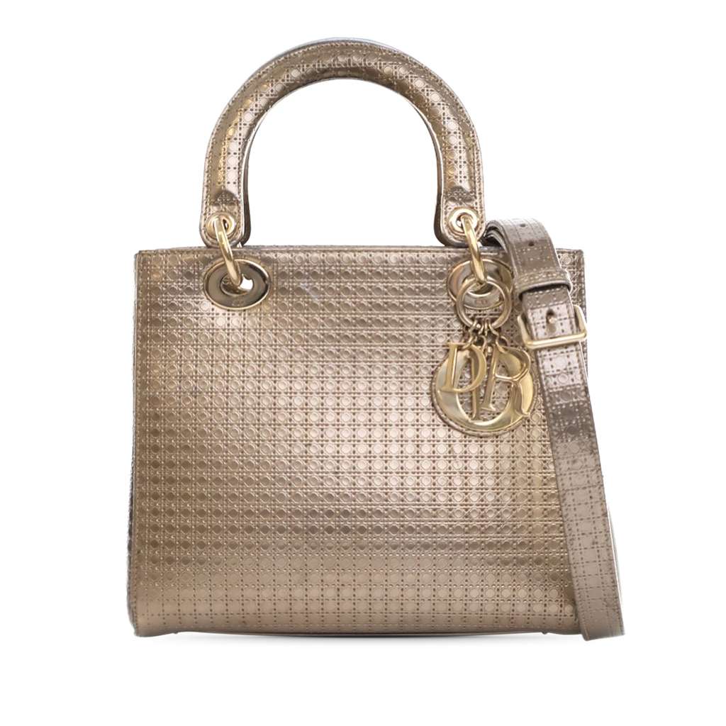 Dior Medium Metallic Patent Microcannage Lady Dior