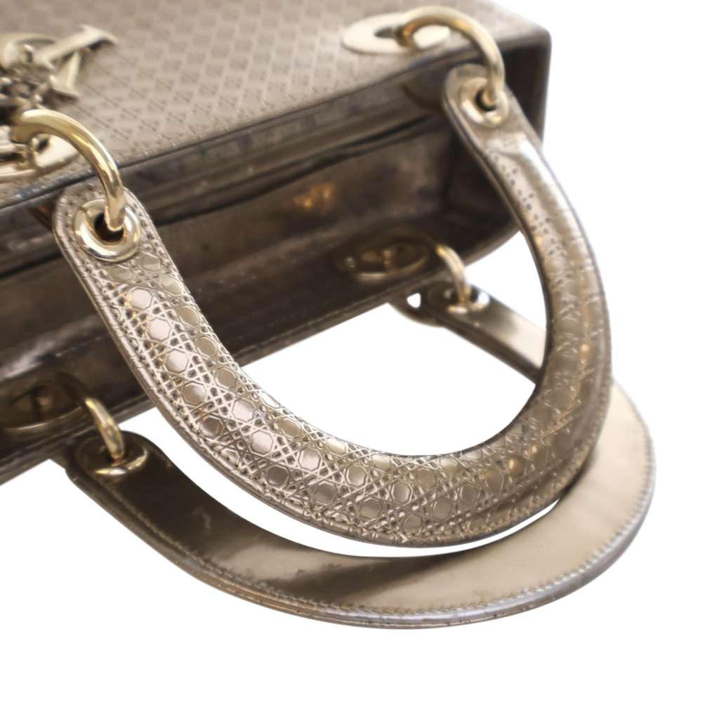 Dior Medium Metallic Patent Microcannage Lady Dior - Image 16