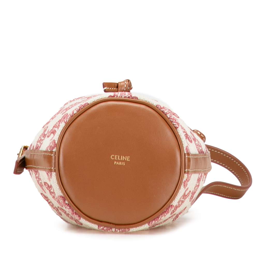 Celine Micro Triomphe Embroidered Canvas Drawstring Bucket Bag - Image 6