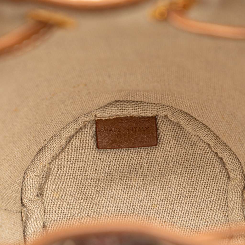 Celine Micro Triomphe Embroidered Canvas Drawstring Bucket Bag - Detail 1