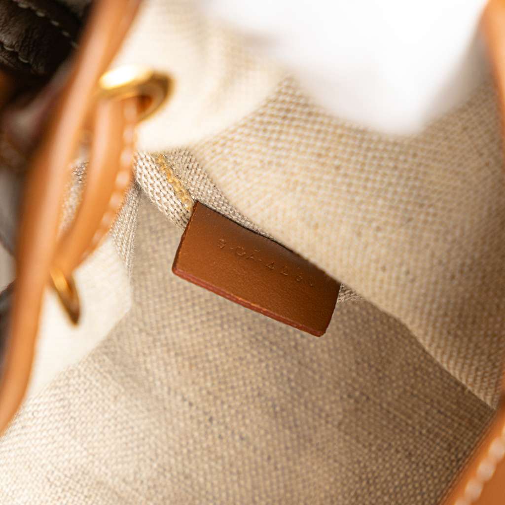 Celine Micro Triomphe Embroidered Canvas Drawstring Bucket Bag - Detail 2