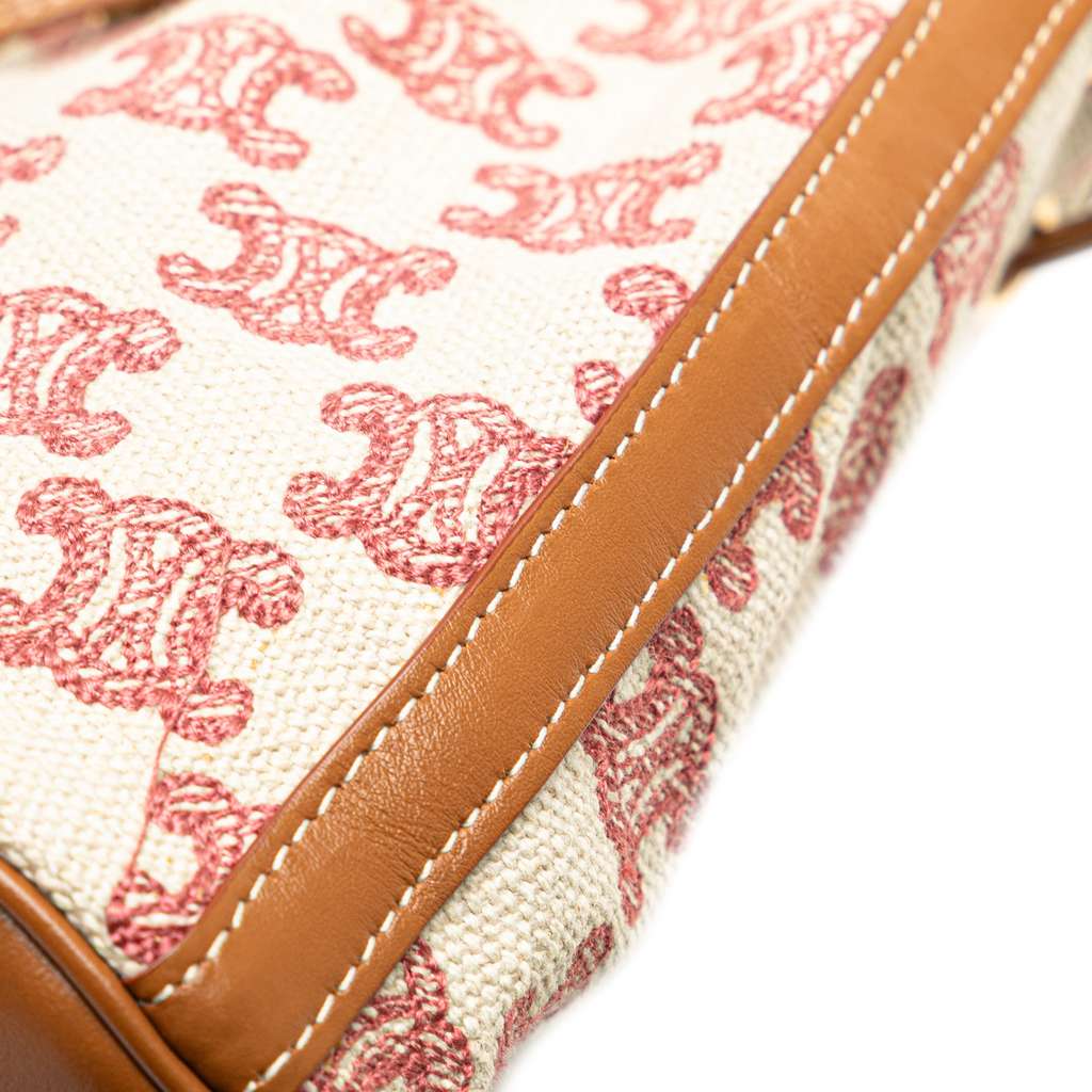 Celine Micro Triomphe Embroidered Canvas Drawstring Bucket Bag - Image 11