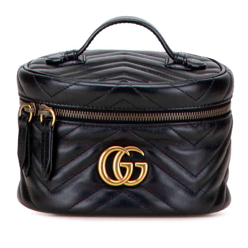 Gucci Mini GG Marmont Round Matelasse Leather Vanity Bag