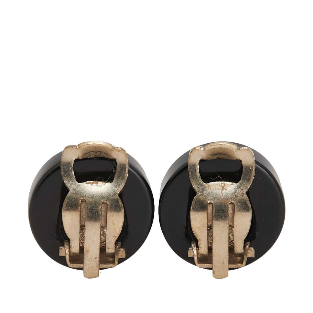 Chanel CC Resin No. 5 Button Clip on Earrings - Back view