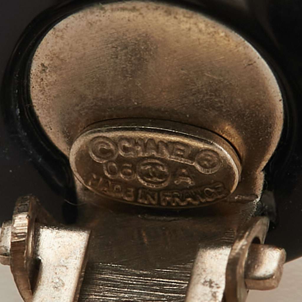 Chanel CC Resin No. 5 Button Clip on Earrings - Image 6