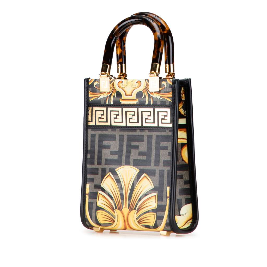 Fendi Versace Fendace Mini Calfskin Baroque Print Sunshine Shopper Tote - 2