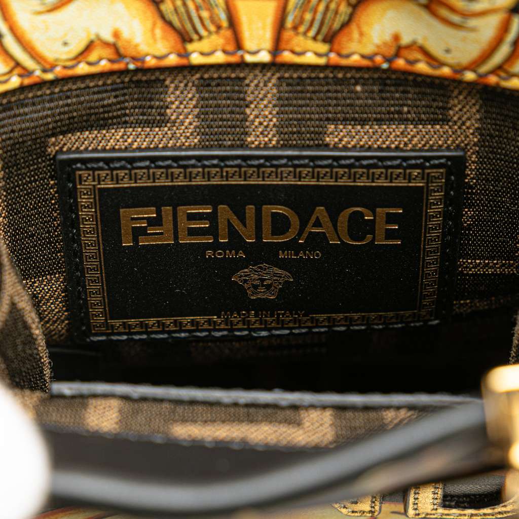 Fendi Versace Fendace Mini Calfskin Baroque Print Sunshine Shopper Tote - 5