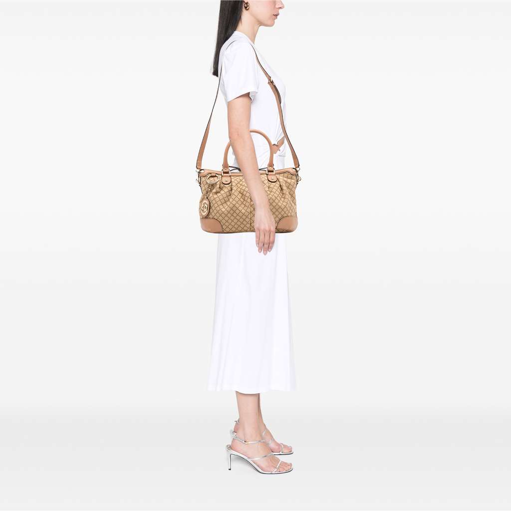 Gucci Diamante Canvas Sukey Satchel - Image 13