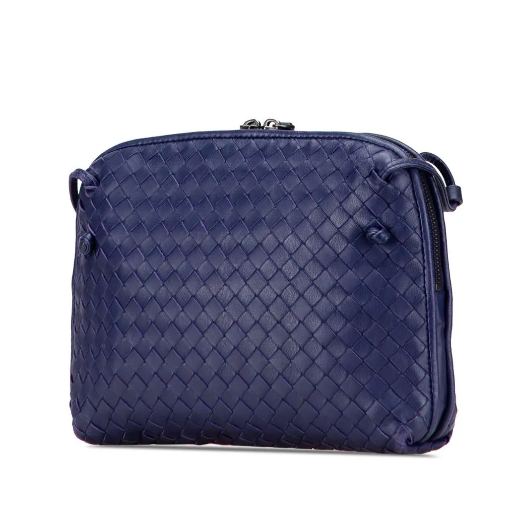 Bottega Veneta Nappa Intrecciato Nodini Crossbody Blue Leather Good - Back View