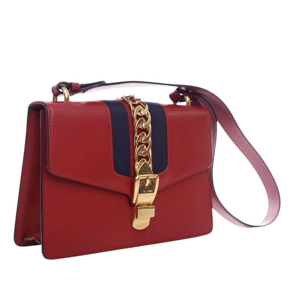 Gucci Small Leather Sylvie Web Satchel - Back view