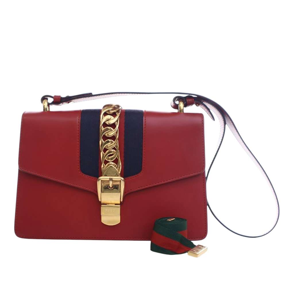 Gucci Small Leather Sylvie Web Satchel - Image 13