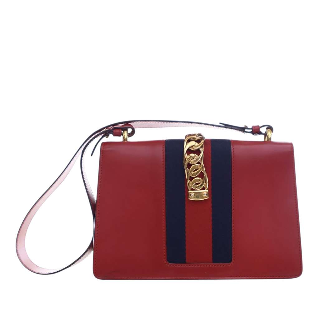 Gucci Small Leather Sylvie Web Satchel - Image 6