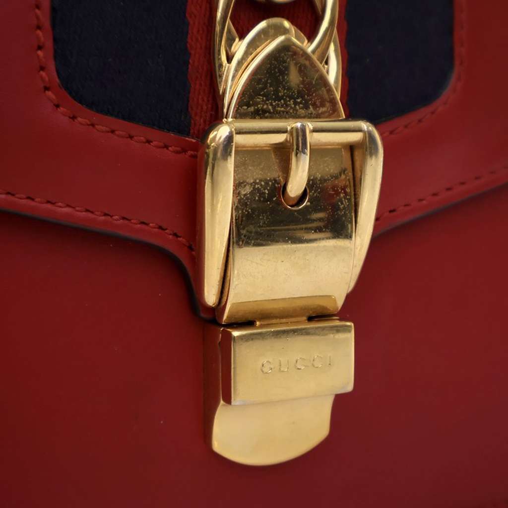 Gucci Small Leather Sylvie Web Satchel - Detail 1