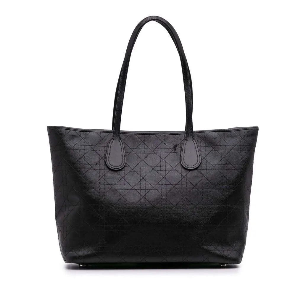 Dior Medium Coated Canvas Cannage Panarea Tote Black Canvas Very good - Front View