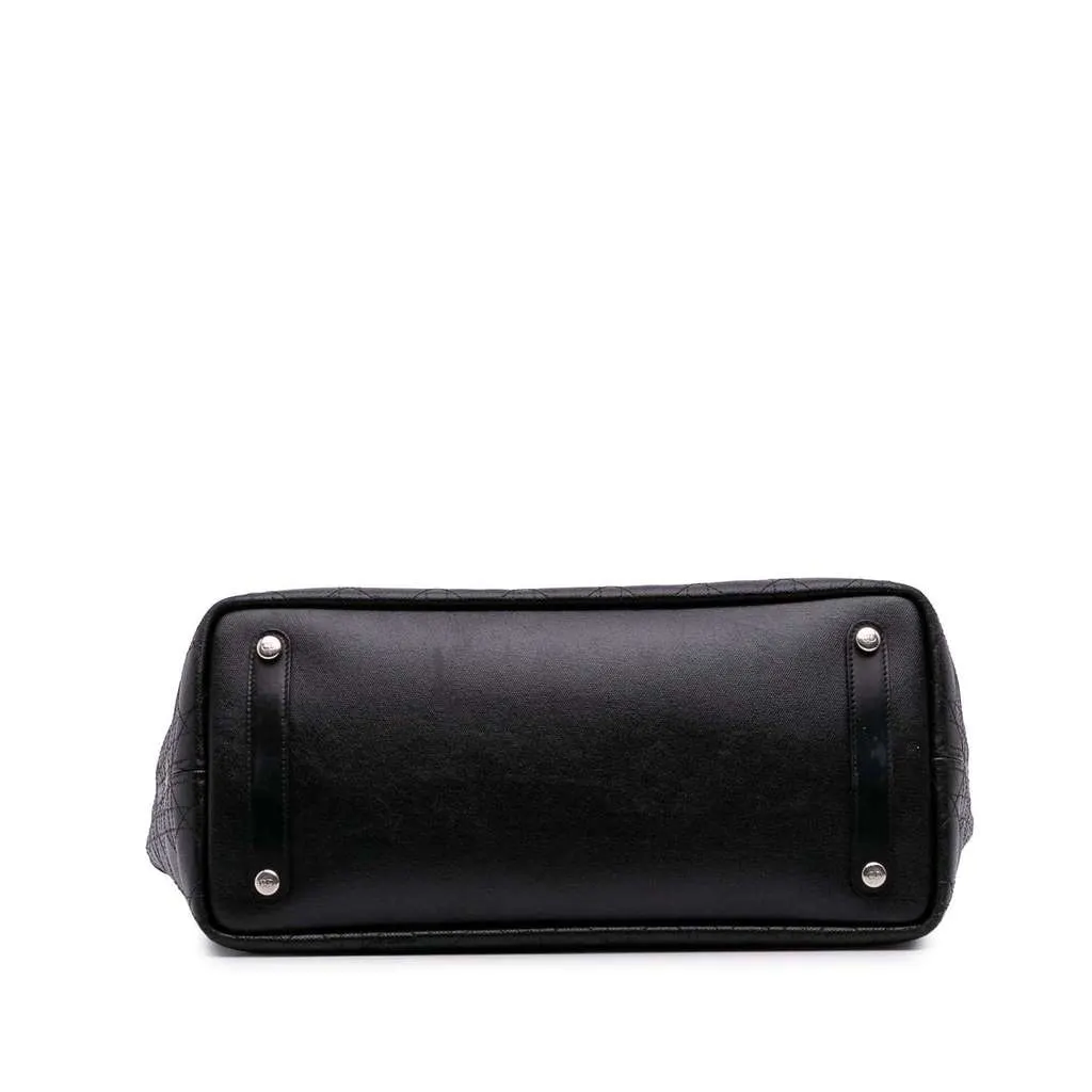 Dior Medium Coated Canvas Cannage Panarea Tote Black Canvas Very good - Inside View