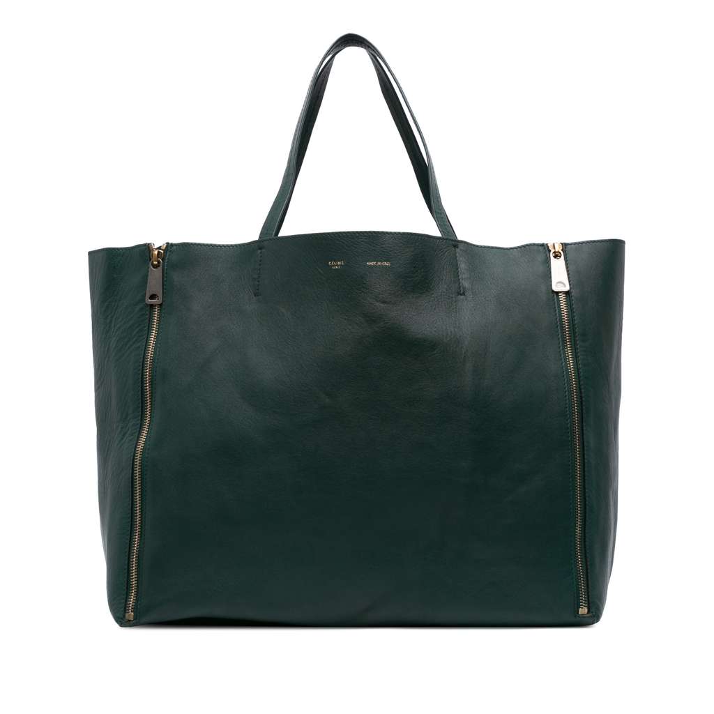 Celine Lambskin Horizontal Zipper Gusset Cabas Tote