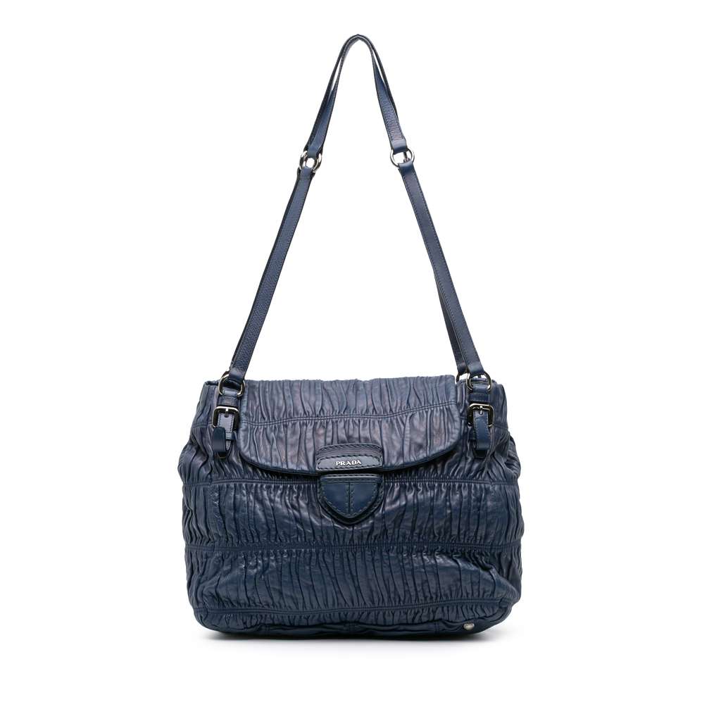 Prada Nappa Gaufre Buckle Strap Shoulder Bag