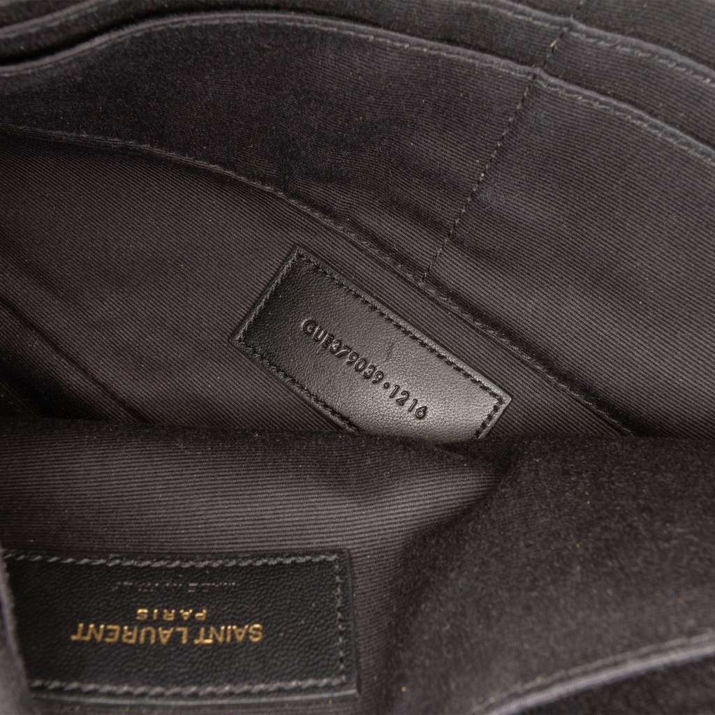 Saint Laurent Chevron Leather Monogram Zip A5 Wristlet Pouch - Side view