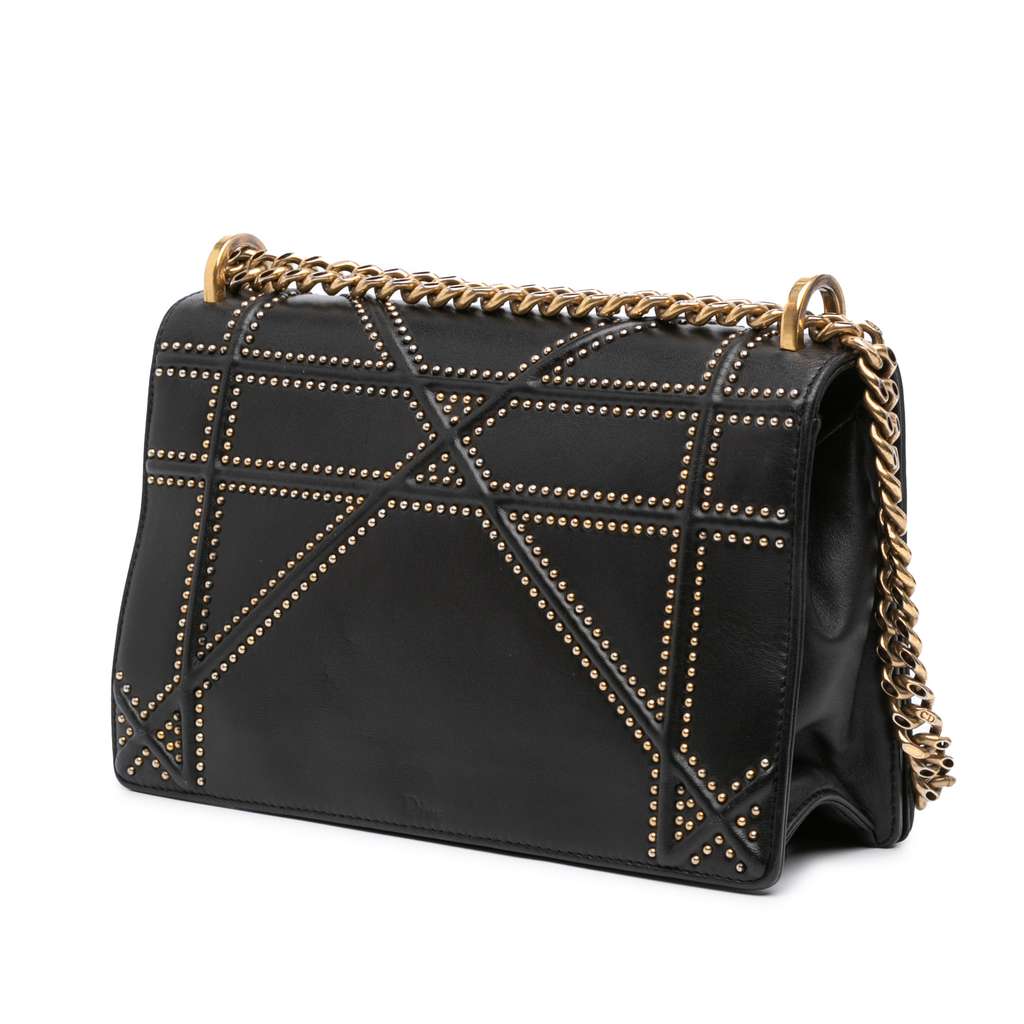 Dior Medium Studded Lambskin Diorama Flap - Back view