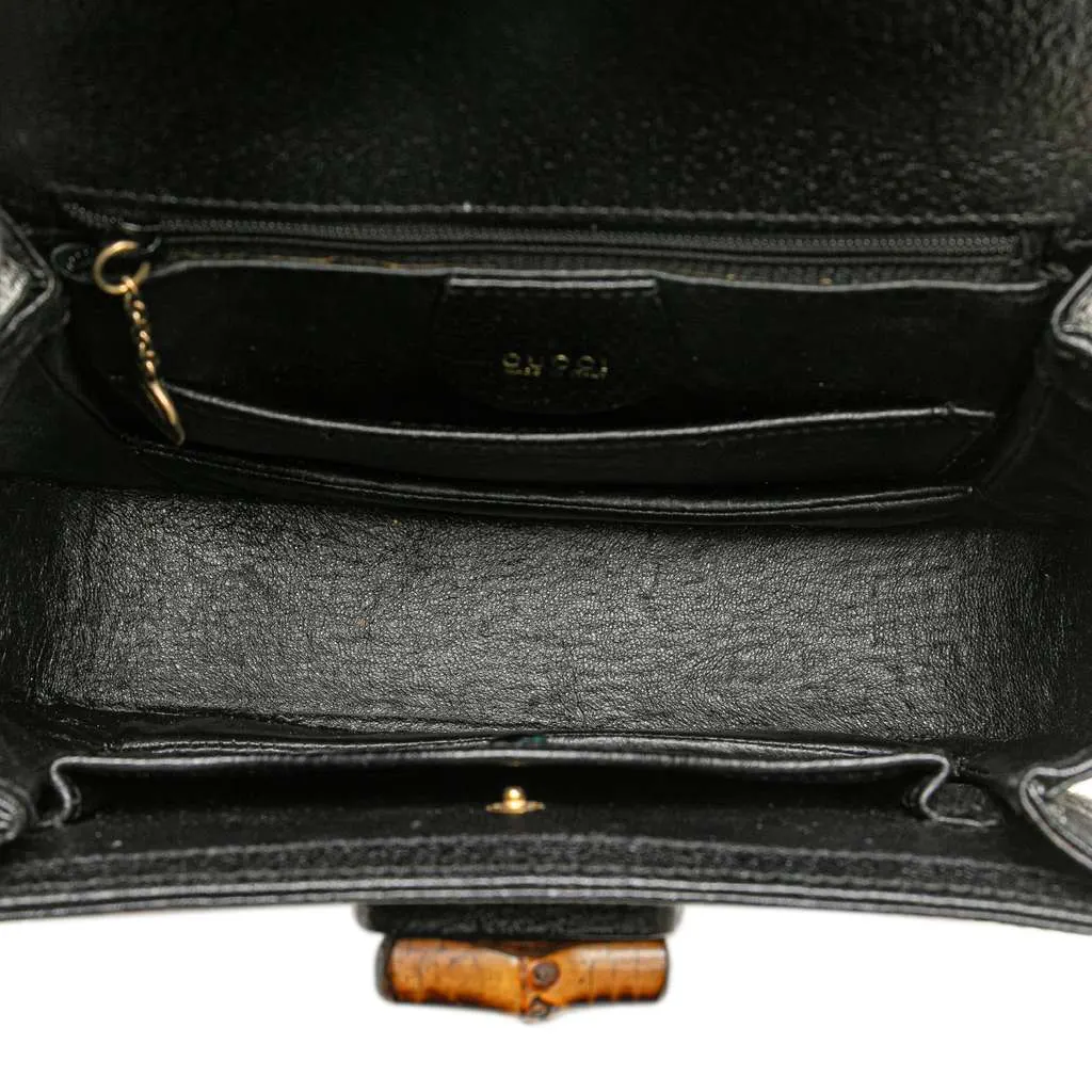 Gucci Calfskin Bamboo Night Black Leather Good - Model View
