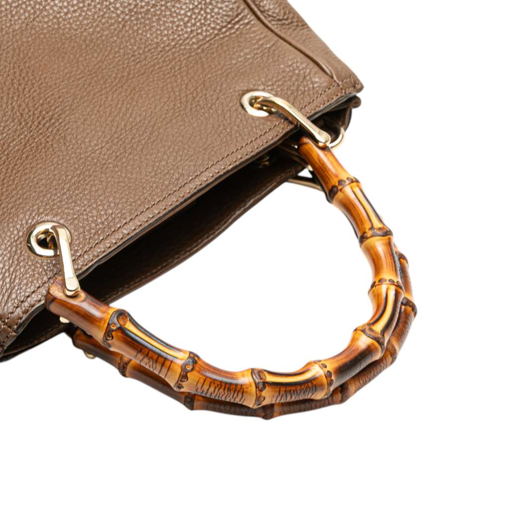 Gucci Small Calfskin Bamboo Shopper Satchel - Image 11