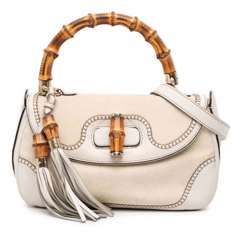Gucci Medium GG Canvas New Bamboo Satchel