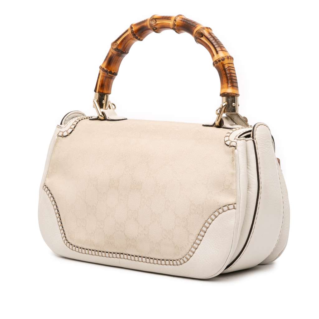 Gucci Medium GG Canvas New Bamboo Satchel - Back view