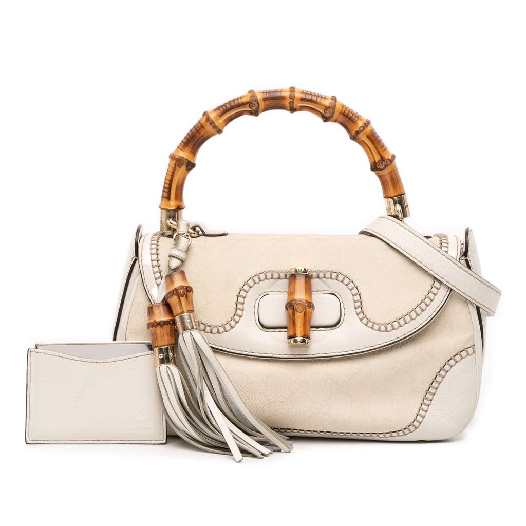 Gucci Medium GG Canvas New Bamboo Satchel - Image 13