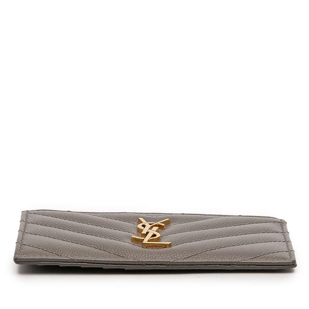 Saint Laurent Grain De Poudre Chevron Monogram Fragments Zippered Card Case - Image 6