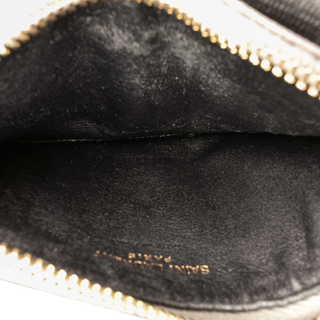 Saint Laurent Grain De Poudre Chevron Monogram Fragments Zippered Card Case - 4