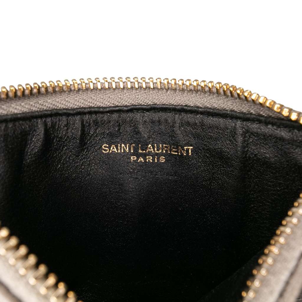Saint Laurent Grain De Poudre Chevron Monogram Fragments Zippered Card Case - Side view