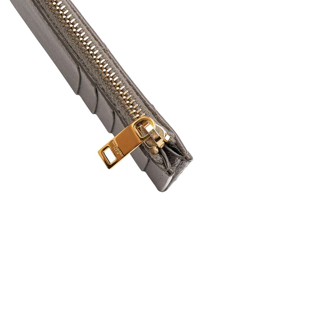 Saint Laurent Grain De Poudre Chevron Monogram Fragments Zippered Card Case - Detail 2