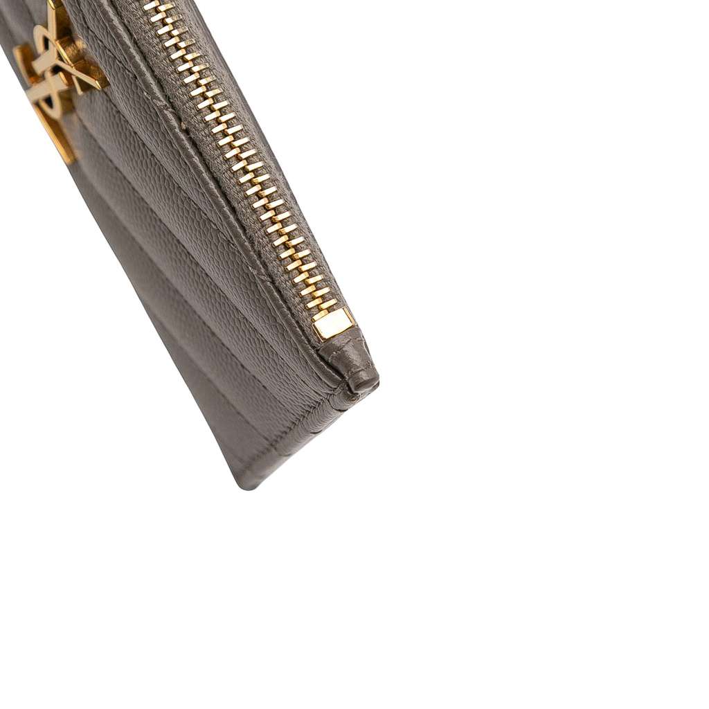Saint Laurent Grain De Poudre Chevron Monogram Fragments Zippered Card Case - Image 10