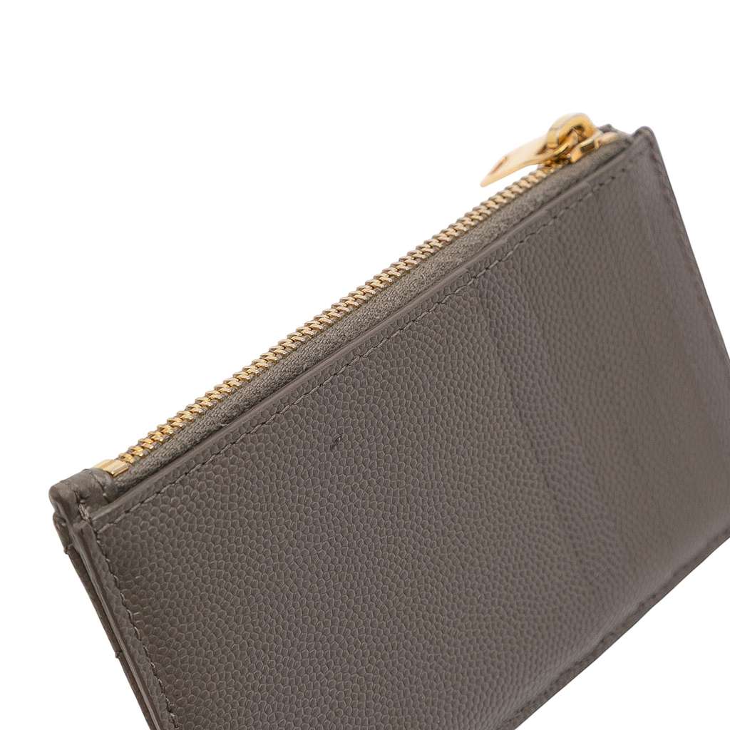 Saint Laurent Grain De Poudre Chevron Monogram Fragments Zippered Card Case - Image 12