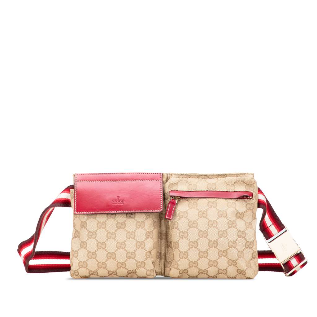 Gucci GG Canvas Web Double Pocket Belt Bag