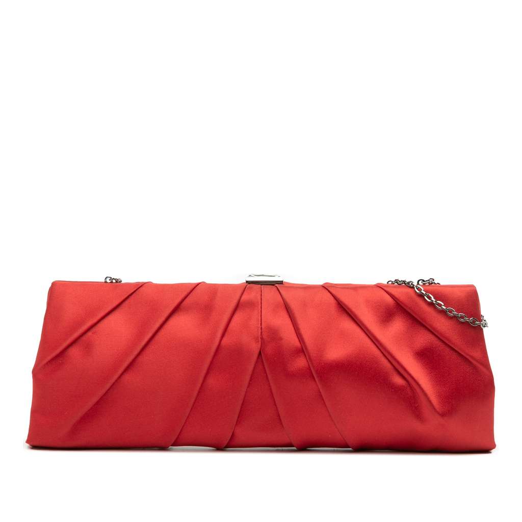 Valentino Satin Pleated Chain Evening Clutch