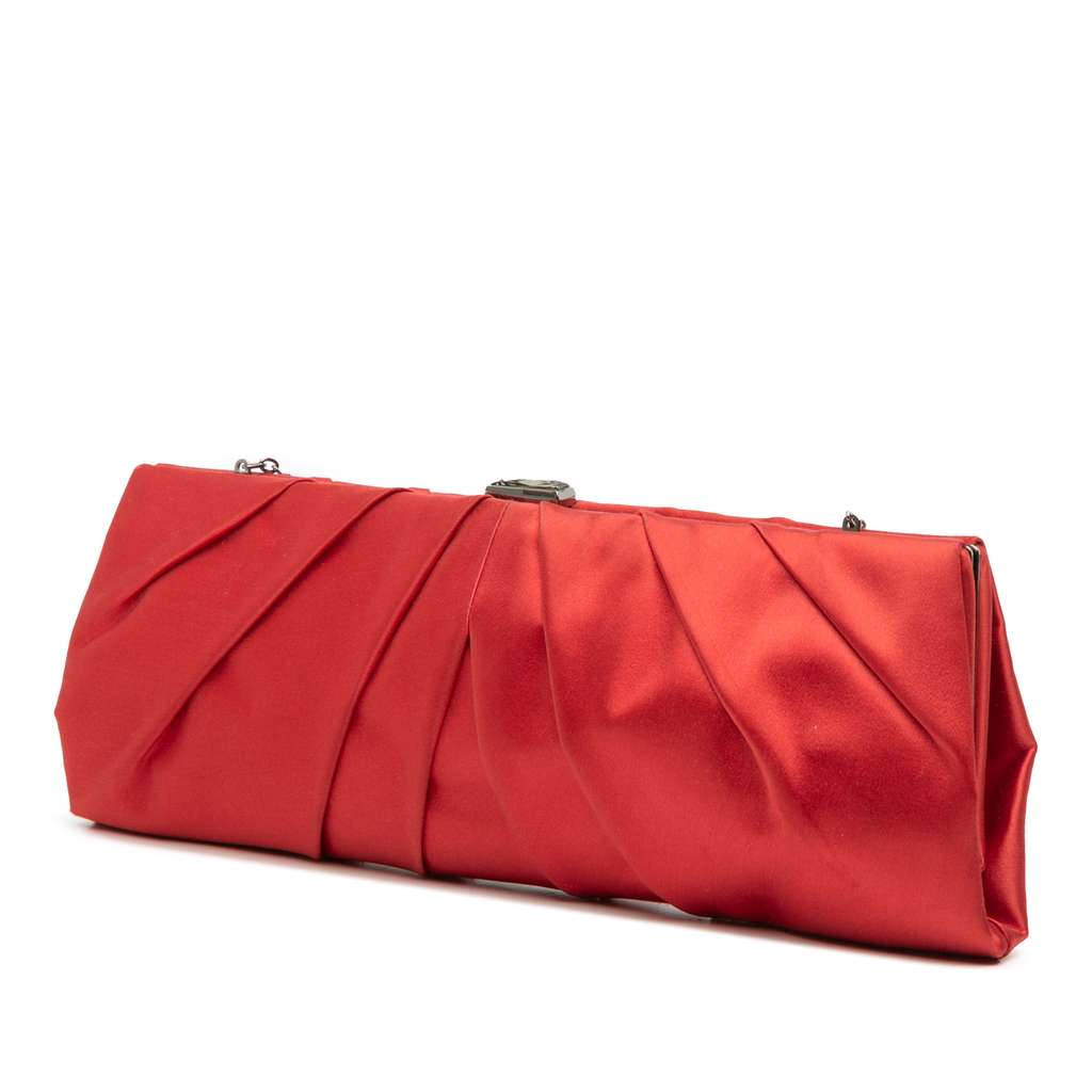 Valentino Satin Pleated Chain Evening Clutch - Back view
